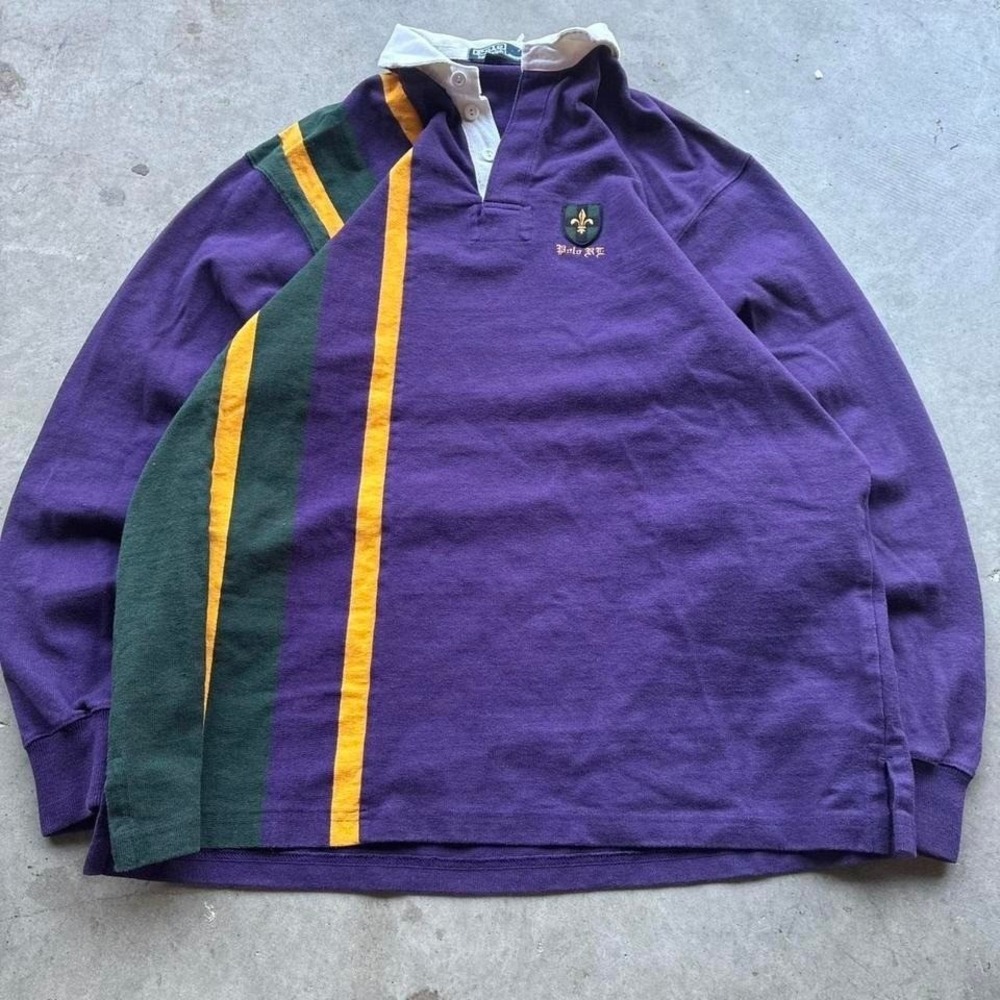 Vintage Polo Ralph Lauren Longsleeve Rugby Shirt Y2K 90s Streetwear Mens